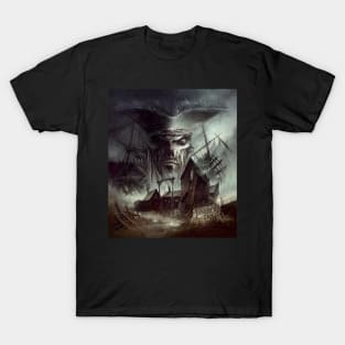 Ghost Ship pirate - digital drawing - Color T-Shirt